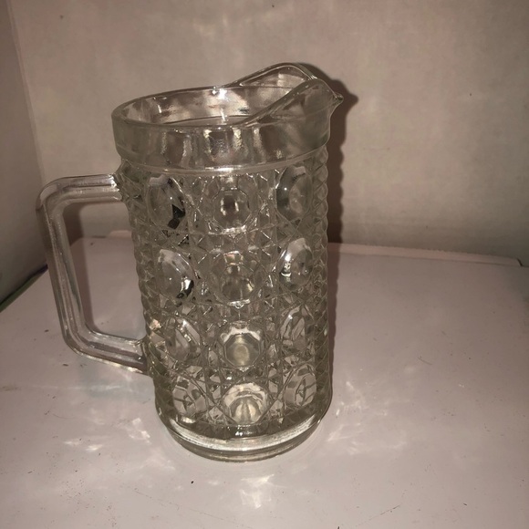 Vintage Federal Glass Windsor Button & Cane Clear 6” Pitcher/ milk, syrup, used - Picture 1 of 6